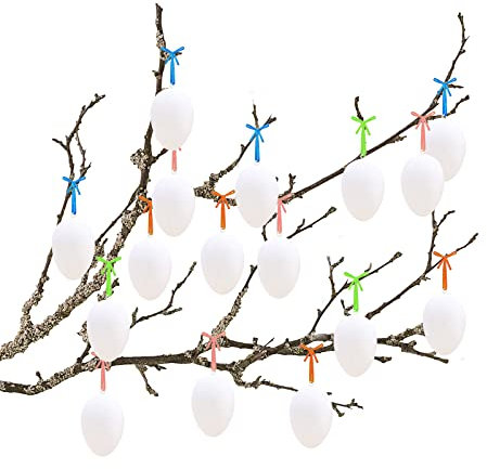 50 PCS Ostereier Deko,Ostereier Zum Aufhängen,Ostereier Plastik,Ostereier Zum Bemalen Ostereier Deko,Ostereier Dekorationen,Ostereier Aus Kunststoff Mit Band,Ostern Eier Für Kinder Kunsthandwerk Malen