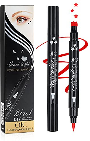 Yuccer Eyeliner Stempel Stift Liquid Eyeliner Wasserfest Rot Langlebig Make-up Tool Kosmetik für Frauen Geschenk (Rot Stern)