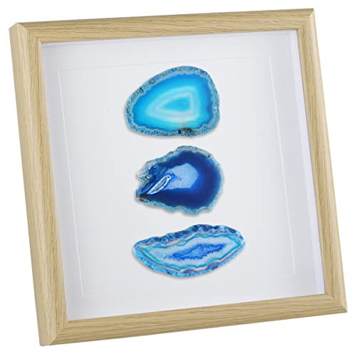 mookaitedecor Gerahmte Achat Scheiben Wandkunst, Geode Scheiben Stein Bilderrahmen für Wohnzimmer Schlafzimmer Hochzeit kann Top Display Heim Büro Tisch Wand Deko 8.8 inch, blau