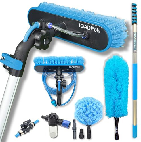 IGADPole 24ft (7m) Washing Kit: Water-fed Brush Soap Dispenser and hose tap