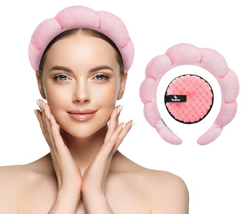 BERIENS Spa Headband - Pink - Soft and Plush Material - One Size - Hair Accessory for Skincare, Makeup, Spa, Pool - Trendy Gift for Friends or Bridesmaid