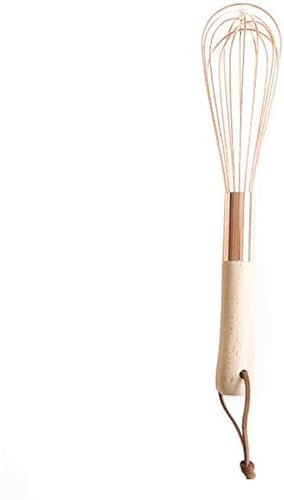 Egg whisk Whisk HEITIGN Wooden Handle Stainless Steel Whisk Egg Beater Rose Gold Mixing Cooking Tools Firm Durable Cream Frother Baking Utensils (Assorted Color_1)