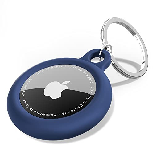 oakxco für Airtag Schlüsselanhänger, Schutzhülle Air Tag Hülle Silikon Anhänger Air Tag Schlüssel Halter Zubehör, Kompatibel Mit Apple Airtag Schlüsselbund Gepäckanhänger Case, Marineblau
