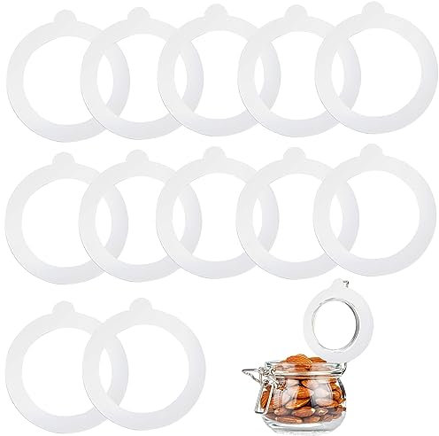 TNSLAND 12 Stück Silikon Ersatz Dichtungen, 95x73 mm Dichtringe für Einweckgläser,Einweckgummi,Silikon Dichtungen,Einmachglas Ersatz Einmachringe,Gummiringe für Weckgläser (White)