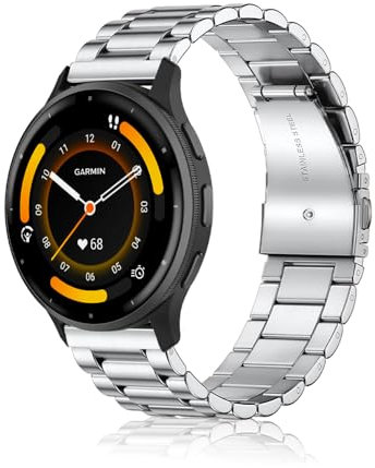 SeNool 22mm Armband für Garmin Forerunner 265/Forerunner 255/Garmin Vivoactive 4/Garmin Venu 2, Metall Ersatzarmband Uhrenarmband für Amazfit Cheetah/Cheetah Pro/Amazfit Bip 5 - Silber
