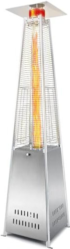 ZCBYBT 48000 BTU Tragbare Propan Pyramide Glasrohr Patio Edelstahl Heizung Business Patio Heizung mit Abdeckung und Räder