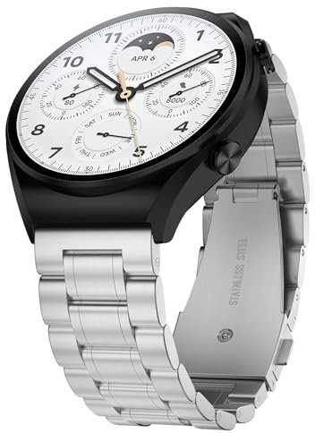 Suuira Bracelet de Montre Compatible avec Xiaomi Watch S2 / S1 / S1 Active / S1 Pro, Bracelet Métal Classique et Élégant Compatible avec Xiaomi Mi Watch Color Sport (Argent)