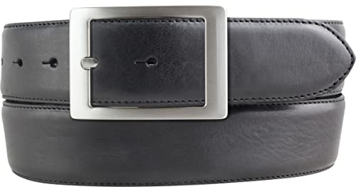 BELTINGER Hochwertiger Jeansgürtel aus Vollrindleder mit Doppel-Schließe 4,0 cm | Bombierter Ledergürtel Herren 40mm | Jeans-Gürtel made in Italy