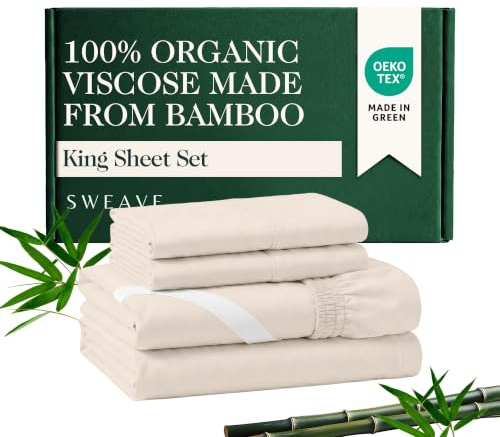 Sweave Bettwäsche-Set für King-Size-Betten aus 100% Bio-Viskose aus Bambus. Die einzigen Bettlaken aus 100% Reiner Viskose ohne Mischung, luxuriös weich, atmungsaktiv und natürlich kühlend, ideal für