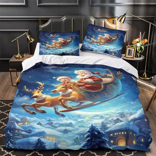 LYCREW Schlitten Auto 3D Print AI Design Betten Set Bettwäsche Set Microfaser Qualität Bettbezug Mit Kissenbezug Teilig 3 Teilig Sets King(220x240cm)
