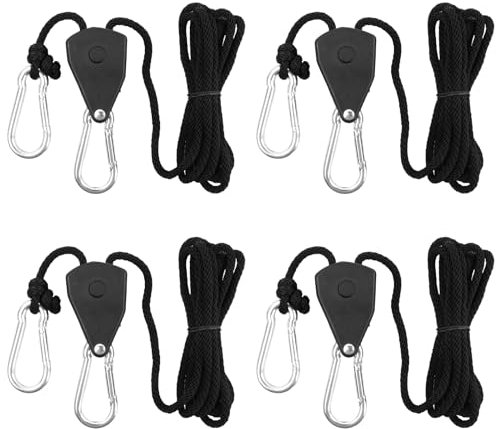 Anseom Cricchetto a Corda, 4PCS Pesanti Corda a Cricchetto con Ganci Cricchetto a Gancio Fune per Piante, Luci, Tende
