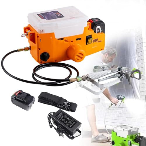 Hydravex 1.7L Portable Backpack Airless Sprayer Lithium Battery 500W High-Pressure Paint Spraying Machine Painting Tool Electric Spray Gun Backpack 6-Speed Adjustable,Orange-1Battery