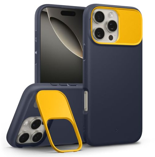 Caseology Nano Pop Mag Kickstand for iPhone 16 Pro Max Case [Metal Kickstand for Camera Protection] Military Grade Drop Protection Case Cover for iPhone 16 Pro Max - Blueberry Navy