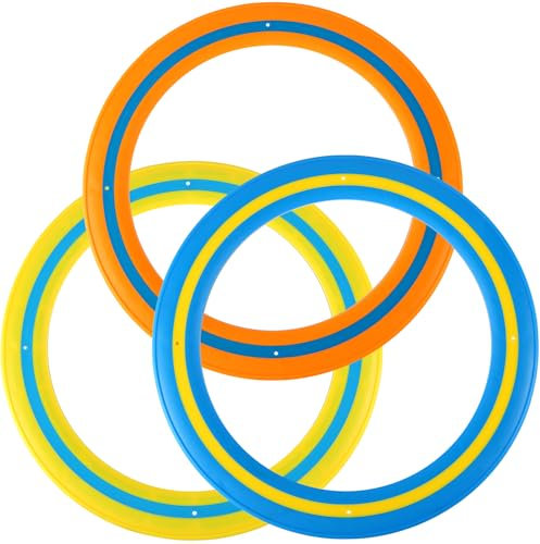 PEUTIER Kinder Outdoorspiele, 3 Stück 24cm Fliegende Scheibe für Kinder Erwachsene Flying Disc Beach Backyard Outdoorspiele Kinder Spielzeugspiel anstelle von Bildschirmzeit (Gelb, Blau, Orange)