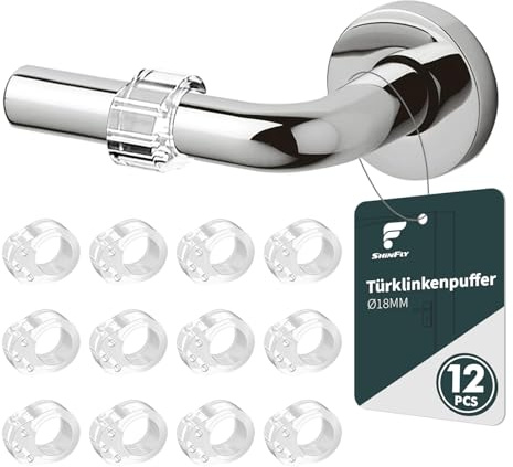 shinfly 12er Set Türstopper Klinke, Transparente PVC Türklinkenpuffer | Hochelastische Door Stopper, Wände und Türgriff Schutz zum Schutz vor Macken, Ø18mm, Geeignet für Ø17mm-Ø20mm Türgriffe