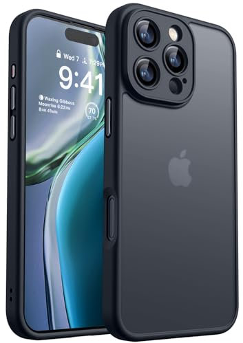 CANSHN Matte for iPhone 16 Pro Case, Upgraded [Full Camera Protection] [Translucent Matte] Shockproof Protective Phone Case for iPhone 16 Pro 6.3 - Black