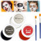 Black + White + Red Face Body Paint Set, Professional Face Palette Set with 2 Brushes, Oil Body Paint for Adults Art Theatre Halloween Party Cosplay Clown Body Paint Makeup