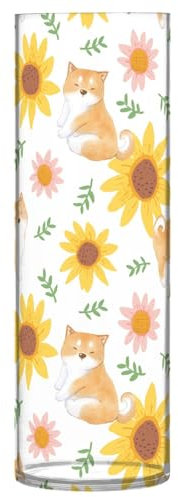 Vase für Blumen, Sonnenblumen, Shiba Inu, Kunststoff, Blumenvasen für Blumenstrauß, moderne große Vase, Tafelaufsätze, Bücherregal, Hochzeitsdekoration