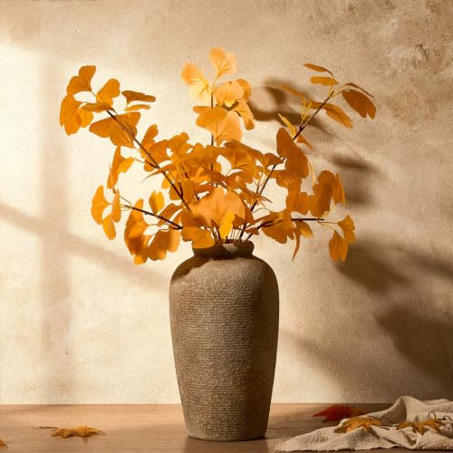 Vaseking Grande vaso rustico in ceramica, vaso decorativo minimalista, 28 cm, alto legno colorato per la decorazione della casa, marrone