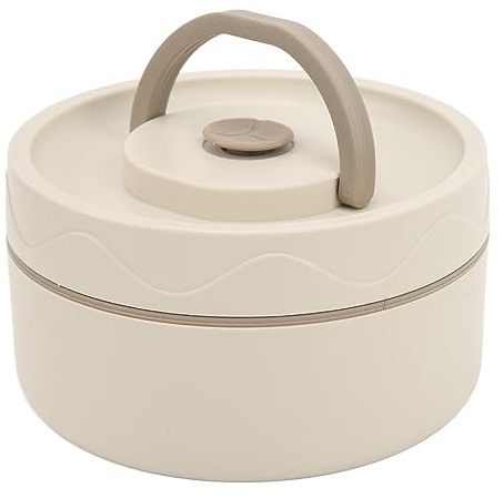 ZJchao 304 Stainless Steel and Plastic Lunch Containers - Round Thermal Lunch Box, Cooking Pot, Insulated Steel Lunch Box With Heat Preservation