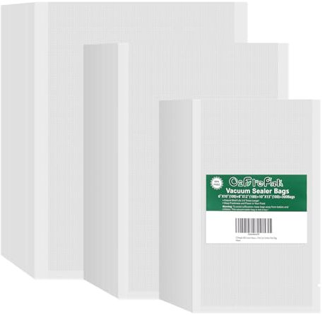 O2frepak 300 Count 100 of Each Size15x25cm 20x30cm 25x33cm Textured Vacuum Sealer Bags for Food sealer,BPA Free Embossed Vacuum Food Sealer Bags,Great for Sous Vide PreCut Bag