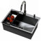 Fregadero Cocina 1 Seno 80 x 50cm, Fregadero Cocina en Acero Inoxidable, Fregadero Sobre Encimera o Enrasado, Fregaderos Un Seno Con grifo, cesto escurridor, dispensador de jabón