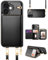 OCASE Hülle für iPhone 16 Handyhülle, RFID-Blockierung PU-Leder Reißverschluss Handtasche Geldbörse Flip Cover, Kickstand Folio Case mit Kartenschlitzen Halter Handgelenkband Lanyard Schwarz