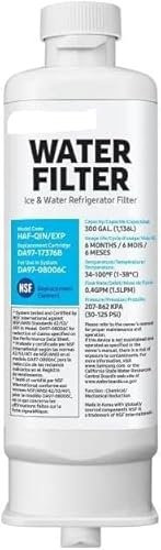 Filtro per L'Acqua e il Ghiaccio del Frigorifero, la Filtrazione del Blocco di Carbonio, Riduce il 99% dei Contaminanti Dannosi per Acqua Pulita e Chiara, la Vita di 6 Mesi, DA97
