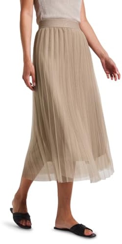 Street One Midi Plissee Tuell Skirt solid Safari beige 40
