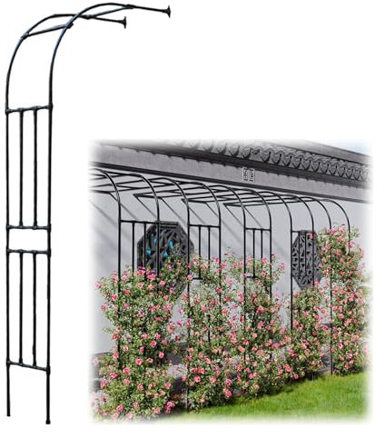 DZZTHSH Gartenbogen, halbseitig, elegant, Rosenbogen, robust, Gartenpavillon, Halterung für Kletterpflanzen, aus Metall, für Außen, Innenbereich, Terrasse, Rasen, Hochzeit