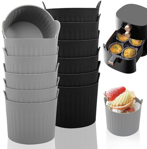 GOSHIES 12 Stück Muffinform Silikon für Airfryer Wiederverwendbare Muffinform Backformen Airfryer Silikonform Eierform Silikon Backformen für Muffins, Kuchen, Eier