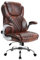 KCREAM Ergonomischer Chefsessel,PU Leder Bürostuhl Schreibtischstuhl mit Wippfunktion (90–120°), klappbare Armlehnen & Lendenstütze, für Home-Office Bürostuhl 180kg belastbarkeit,Braun