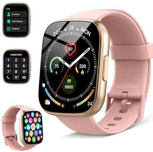 Poounur Smartwatch Uomo Donna con Effettua o Risposta Chiamate, 1.95 Orologio Smartwatch Contapassi/Cardiofrequenzimetro/Sonno, 110+ Modalità Sportivo Fitness Tracker, IP68 Smart Watch Oro Rosa