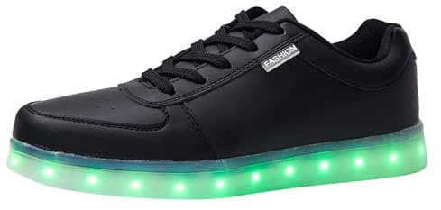 O Damenschuhe 41 Bunte LED Leucht Schuhe Koreanische Version Paar USB Sport Bord Schuhe Low Top Gold Silber Sport Schuhe Damen Schuhe Damen (Black, 43)