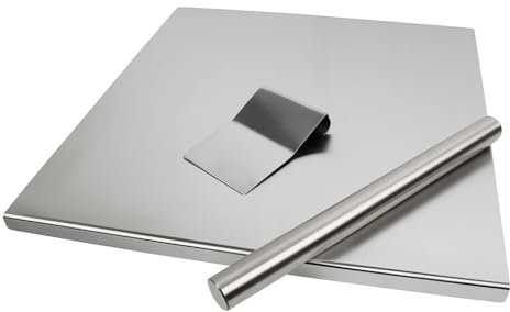 ZOIMANIA - Tagliere Spianatoia con Tarocco e Mattarello in Acciaio Inox per Uso Alimentare - Varie Misure - Profondità 55 (L40 x P55 x 3cm)