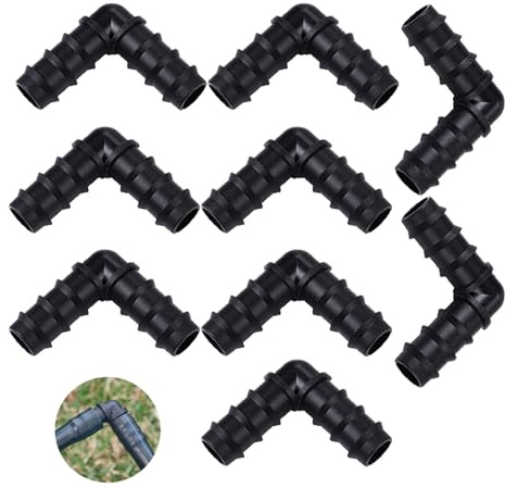 9 Stück 16mm Schlauchverbinder L-Schlauchanschluss Winkel Schlauchverbinder 16mm (1/2 Zoll) Schlauch Verbinder für 16mm BewäSserung System Tropfschlauch BewäSserung Wasserleitung Kunststoff Schlauch