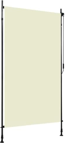 Tenda a rullo per esterni, 120 x 270 cm, color crema con manovella, offre privacy e ombra per balcone, patio, veranda, tessuto con rivestimento in PA che blocca il sole, traspirante, due