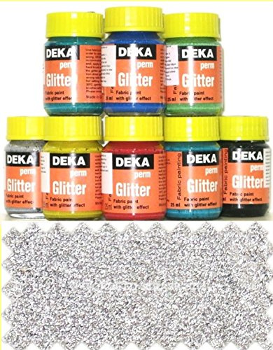 Color de la tela Deka Glitter con purpurina gris plata 2496, Pintura Textil, Pintura para Textil