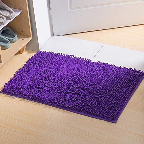 YIQI Tappeto da bagno Shaggy in microfibra di ciniglia, morbido e confortevole, acqua super assorbente, antiscivolo, spesso per il bagno (60 x 40 cm, viola)
