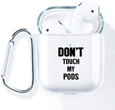 AKABEILA Hülle für Apple Airpods 2 & 1 Case Silikon Transparent Durchsichtig Air pods 1 Schutz hüllen Zubehör [LED an der Frontseite Sichtbar] [Stoßfeste Schutzhülle] Mit Karabiner