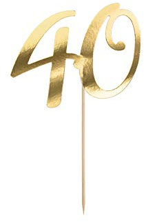Cake Topper Kuchen Dekorieren Torten Deko Hochzeit Geburtstag (Zahl 40 gold)