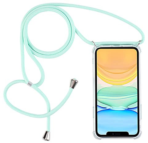PuYu Zhe Crossbody Case Compatible for iPhone 7 PLUS/8 PLUS,Necklace Phone Cover,Clear Transparent TPU Silicone Shell with Adjustable Neck Cord Lanyard Strap-Sky Blue