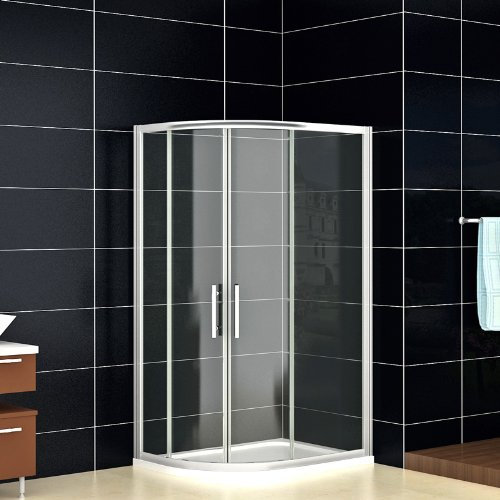 Acezanble 1200x800x1850mm Left Quadrant Shower Enclosure Cubicle Sliding Door 6mm Easy Clean Glass with Tray + Free Waste + Riser kit