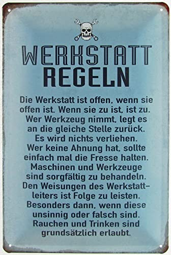 Metall Schild 20x30cm Werkstatt Regeln Lustig Sprüche Blechschild