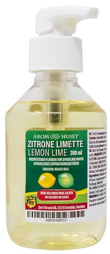 Zitrone-Limetten-Konzentrat 200 ml ergibt 100 L kohlensäurehaltiges Wasser | für SodaStream & Wassersprudler |ohne Zucker |null Kalorien| hochkonzentriert 1:500 |+ GRATIS-Dosierspender
