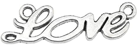 VRUESH 40 Stück 33 x 10 mm Liebes-Wort-Charms Liebes-Verbindungsstück-Charme-Wort-Liebes-Charme für die Herstellung-Standard