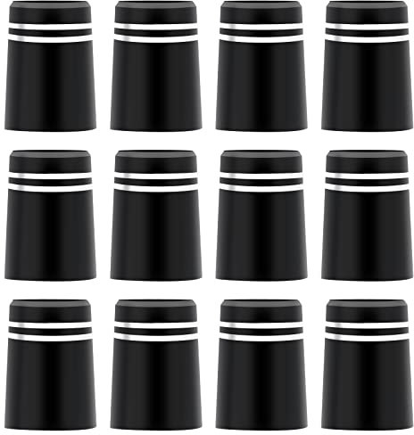 12pcs Golf Ferrules, Black Golf Tapered Ferrules 370 Golf Club Ferrules for Taper Tip Iron Wedge Shafts with Two Silver Trim Rings