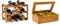 Relaxdays klein, Flaschenregal 12 Flaschen Wein, 28 x 21 x 42 cm & Teebox aus Bambus H x B x T: ca. 9 x 28 x 16 cm Teekasten mit 8 Fächern Teebeutelbox aus Holz mit Deckel samt Sichtluke Teekiste