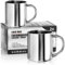 com-four® 2x Tazas térmicas de acero inoxidable - 350 ml por taza - Taza aislante de doble pared - Taza de café irrompible - Taza térmica para beber (350ml)
