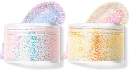 LOPHE Body Glitter gel, 2PCS Glitzer Gesicht Körperglitzer Pailletten, Body Lotion Glitzer Flüssiger Lidschatten Sicher und Ungiftig, Meerjungfrau Pailletten für Face Hair Nails Halloween (Gelb/Blau)